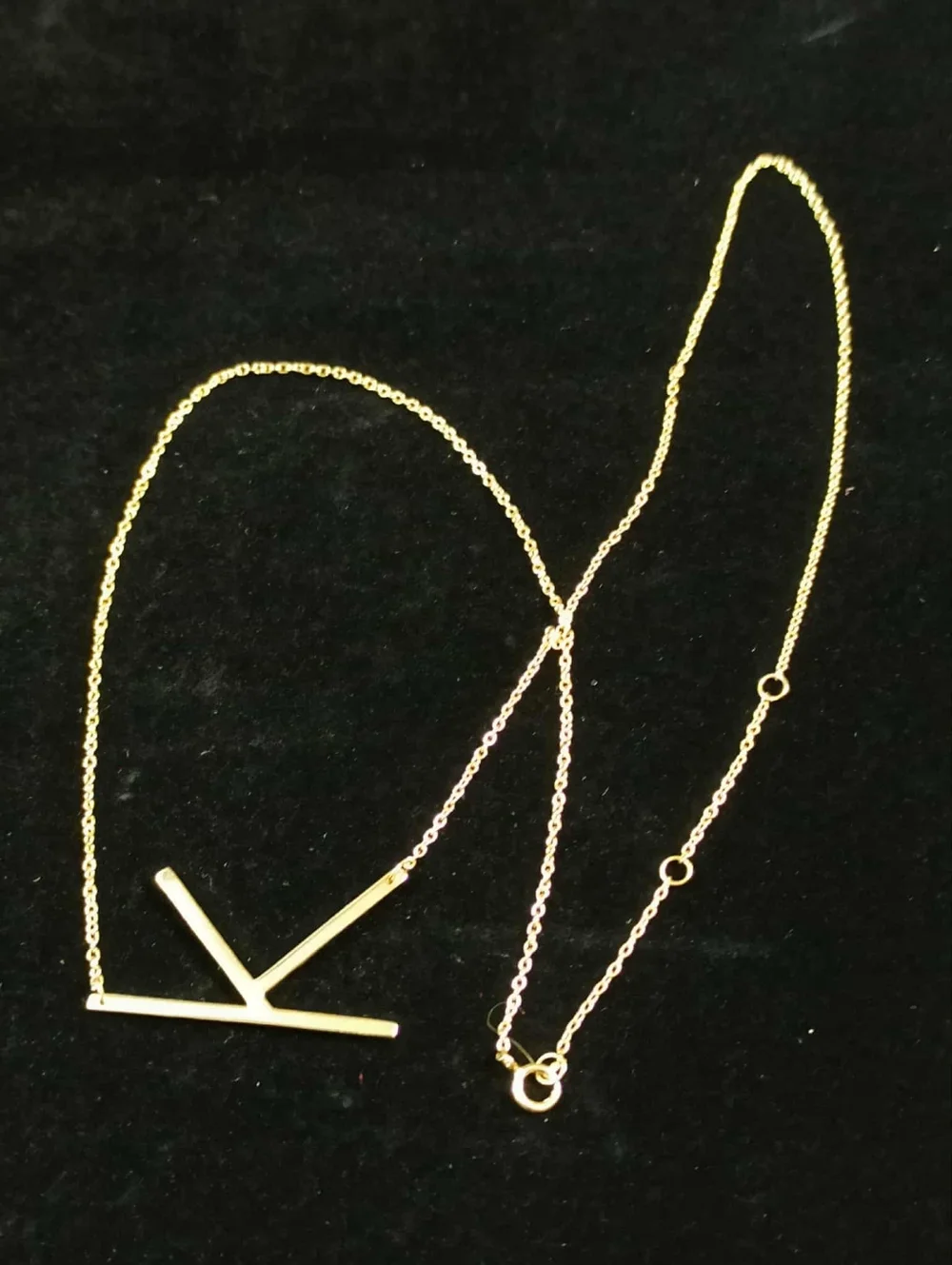 Vintage 90s Sterling Silver 925 Gold Plated K Initial Necklace Minimalist Bar